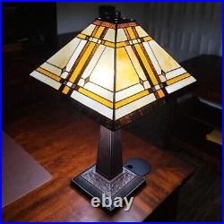 Tiffany Style Mission Table Lamp Stained Glass Bedside Vintage Design Desk Light