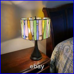 Tiffany Style Modern Stained Glass Drum Table Lamp 2-Lights 14x21in