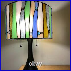 Tiffany Style Modern Stained Glass Drum Table Lamp 2-Lights 14x21in