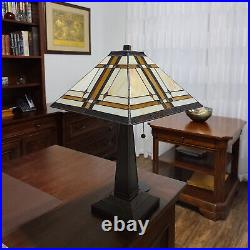 Tiffany Style Office Table Decor Den Mosaic Mission Bed Lamp Stained Glass Theme
