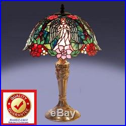 Tiffany Style Rose Floral Stained Glass Accent Table Lamp