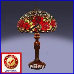 Tiffany Style Rose Stained Glass Victorian Style Rose Table Lamp Free Shipping