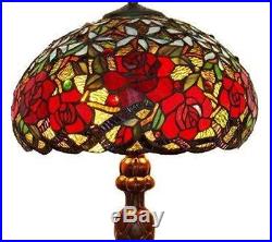 Tiffany Style Rose Stained Glass Victorian Style Rose Table Lamp Free Shipping
