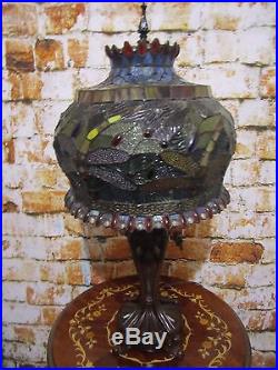 Tiffany Style Stain Glass Dragonfly Table Lamp 27 Inches High