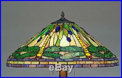 Tiffany Style Stained Cut Glass Green Dragonfly Table Lamp 20 Shade