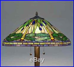 Tiffany Style Stained Cut Glass Green Dragonfly Table Lamp Yellow / Green / Blue