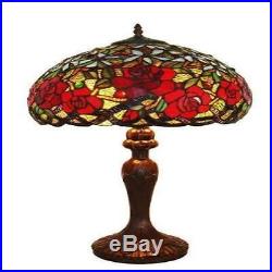 Tiffany Style Stained Glass Amora Lighting AM1535TL16 Red Roses Table Lamp 24