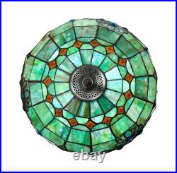 Tiffany Style Stained Glass Blue Victorian Pearl Vintage Table Lamp 16 Shade