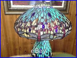 Tiffany Style Stained Glass Dragonfly Table Lamp Night Light Base