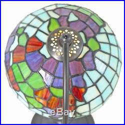 Tiffany Style Stained Glass Globe Accent Table Lamp Night Light Metal Base