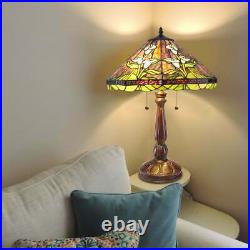 Tiffany Style Stained Glass Lilly Table Lamp Bronze Finish 25in