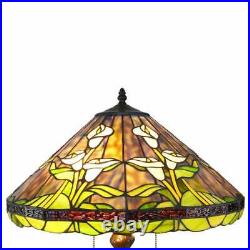 Tiffany Style Stained Glass Lilly Table Lamp Bronze Finish 25in