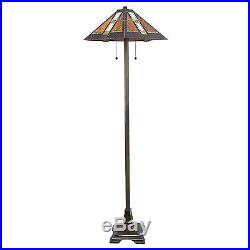 Tiffany Style Stained Glass Mission Floor Lamp 2 Light 16 Shade