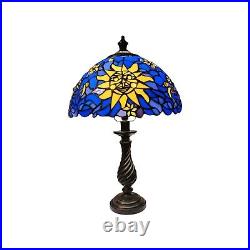 Tiffany Style Stained Glass Sun Moon & Stars Table Lamp 18.5 Tall Hippie Boho