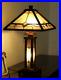 Tiffany Style Stained Glass Table Lamp Double Lit Mission Design