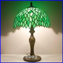 Tiffany Style Stained Glass Table Lamp Green Wisteria Bedside Reading Light