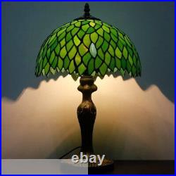 Tiffany Style Stained Glass Table Lamp Green Wisteria Bedside Reading Light