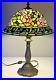 Tiffany Style Stained Glass Table Lamp Rosebush Floral Leaded Jeweled Shade 19