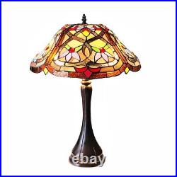 Tiffany Style Stained Glass Table Lamp with Victorian Design 16 Wide Shade