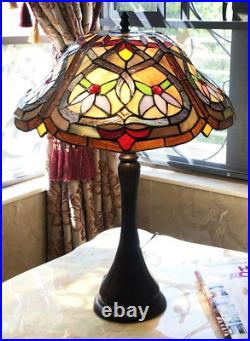 Tiffany Style Stained Glass Table Lamp with Victorian Design 16 Wide Shade