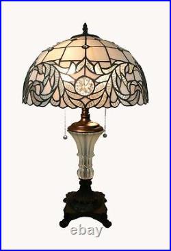 Tiffany Style Stained Glass White Decorative Table Lamp 16 Shade New