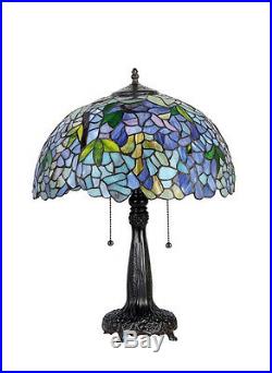 Tiffany Style Stained Glass Wisteria Multi-Color Table Desk Lamp 22 Tall