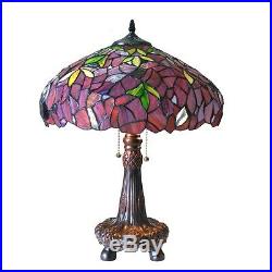 Tiffany Style Stained Glass Wisteria Multi-Color Table Lamp 16 Shade 22 Tall
