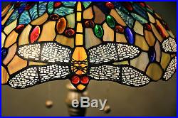 Tiffany Style Stained Glass Yellow Dragonfly Table Lamp 16 Shade Handcrafted