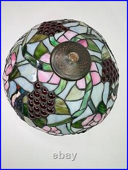 Tiffany Style Stained Slag Glass Table Lamp 25 Floral, Bird, Grapes