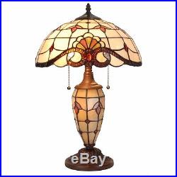 Tiffany Style Table Desk Lamp Victorian Double Lit Glass Home Decor Lighting