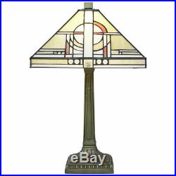 Tiffany Style Table Lamp 12 Glass Square Art Deco Shade and Resin Base (Khufu)