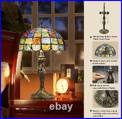 Tiffany Style Table Lamp 2 Bulb Stained Glass Vintage Bedside Reading Light