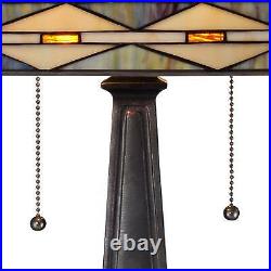 Tiffany Style Table Lamp Art Deco Bronze Stained Glass for Living Room Bedroom