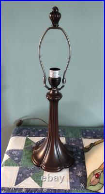 Tiffany Style Table Lamp Banker Mission 19.5 Tall Stained Glass Vintage