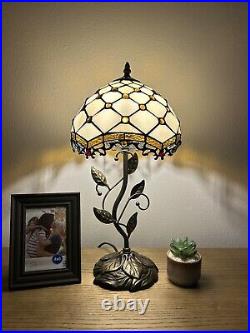 Tiffany Style Table Lamp Beige Stained Glass Included LED Bulb H20W10