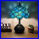 Tiffany Style Table Lamp Blue Green Stained Glass Crystal Beans LED Bulb 14H