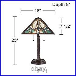 Tiffany Style Table Lamp Bronze Stained Art Glass for Living Room Bedroom