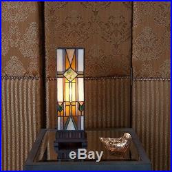 Tiffany Style Table Lamp Desk Stained Glass Prairie Mission Craftsman Hurricane