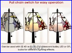 Tiffany Style Table Lamp Floral Hummingbird Stained Glass Bedside Reading Light