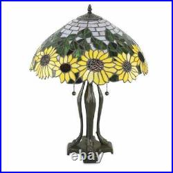 Tiffany Style Table Lamp Garden Flowers Living Bed Room Yellow Green Elegant 29