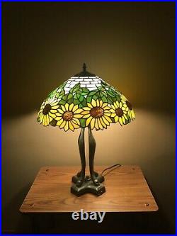 Tiffany Style Table Lamp Garden Flowers Living Bed Room Yellow Green Elegant 29