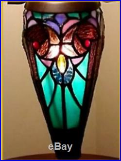Tiffany Style Table Lamp Glass Stained Shade Glass Base Light Handcrafted Lamps