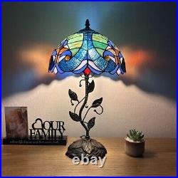 Tiffany Style Table Lamp Green Blue Stained Glass LED Bulb Included H22W12