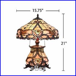 Tiffany Style Table Lamp Jeweled Desk Lamp Floral Stained Glass Home Decor Light