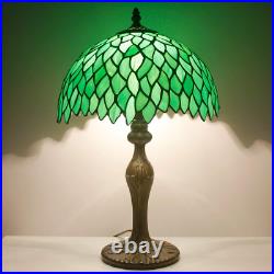Tiffany Style Table Lamp Light Green Wisteria Stained Glass Lampshade 18 In. New