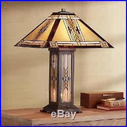 Tiffany Style Table Lamp Mission Bronze Stained Glass for Living Room Bedroom
