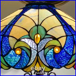 Tiffany Style Table Lamp Ocean Blue Yellow Stained Glass Victorian Theme Lamp