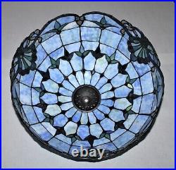 Tiffany Style Table Lamp Shade Blue-White-Yellow Stained Glass 16 Diameter