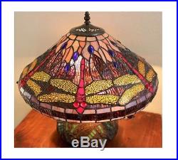 Tiffany Style Table Lamp Stained Glass Desk Art Deco Mission Craftsman Dragonfly