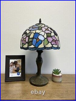 Tiffany Style Table Lamp Stained Glass Hummingbird Flower LED Bulb Included 19H